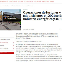 Operaciones de fusiones y adquisiciones en 2021 sern en la industria energtica y salud